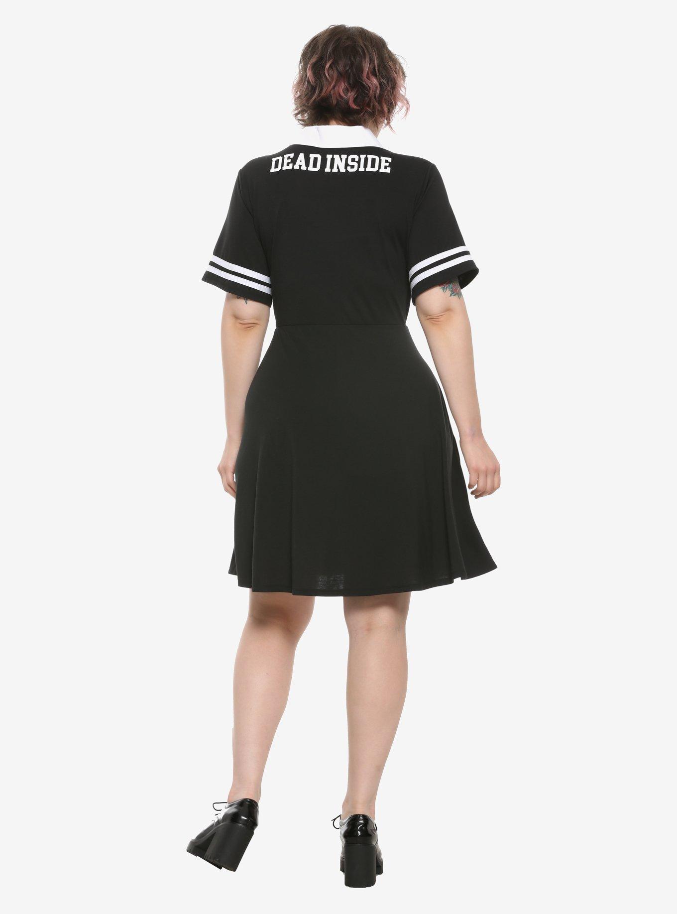 Dead Inside Varsity Dress Plus Size, BLACK, alternate