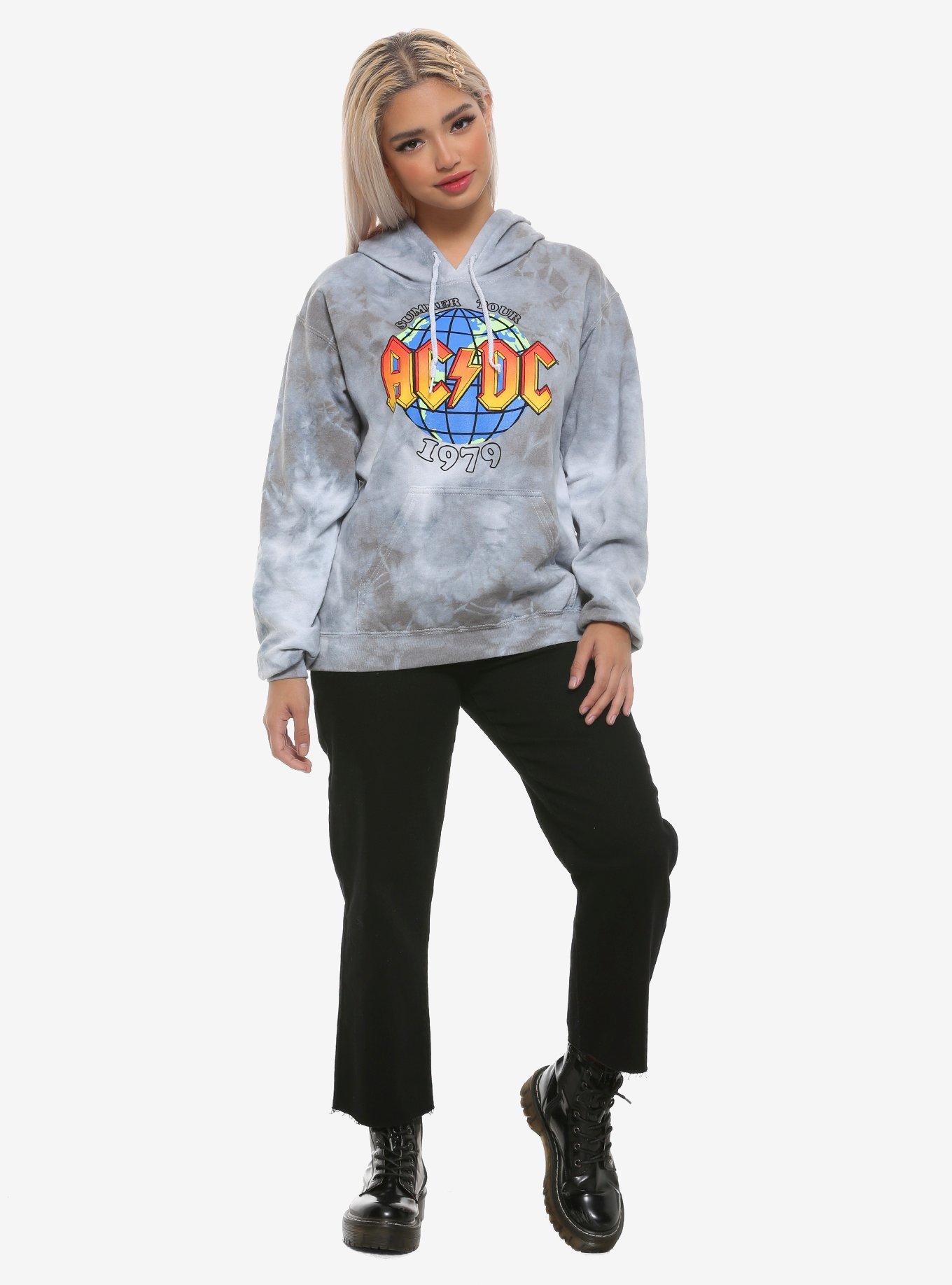 AC/DC Summer Tour Acid Wash Girls Hoodie, GREY, alternate