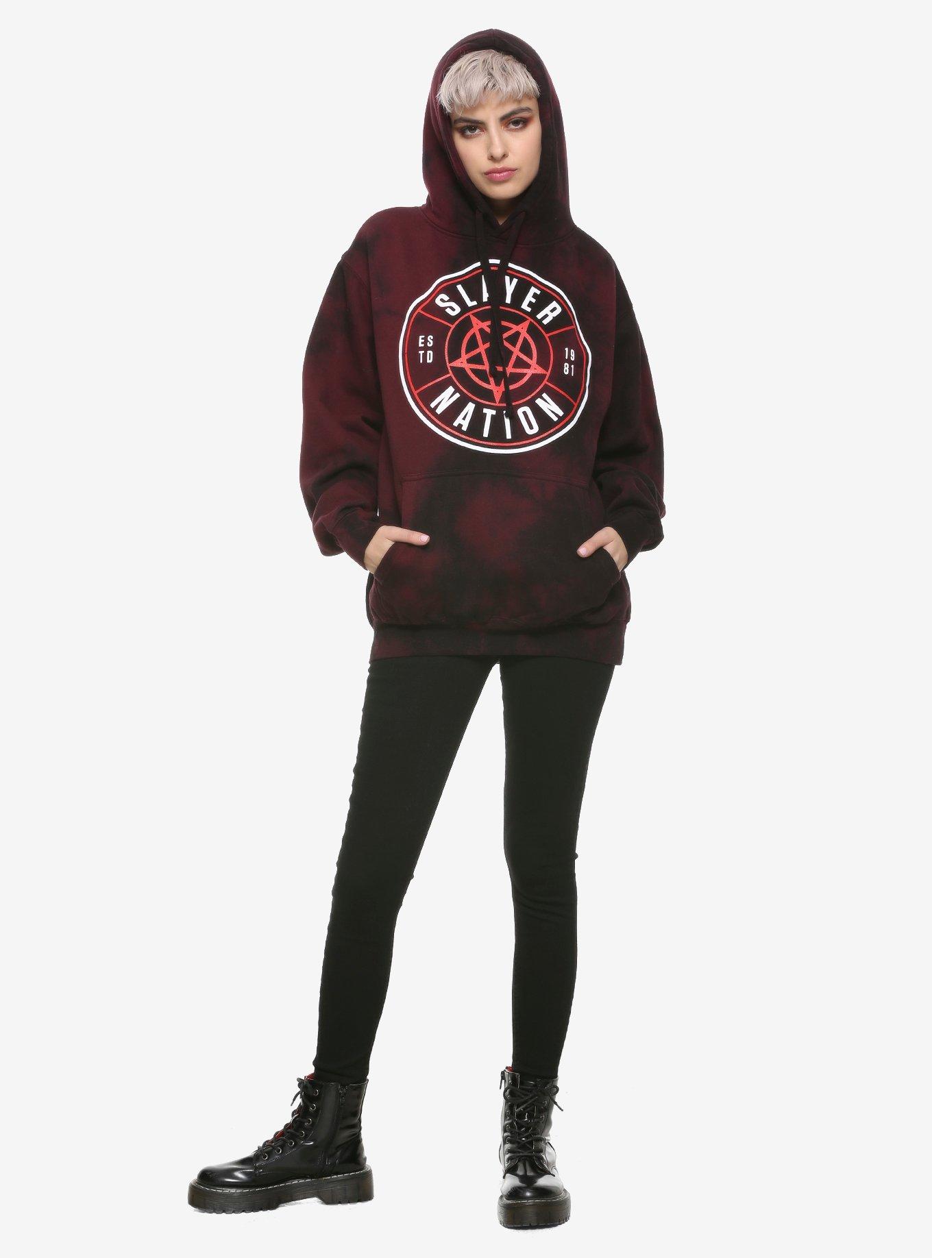 Slayer Nation Tie-Dye Girls Hoodie, BURGUNDY, alternate