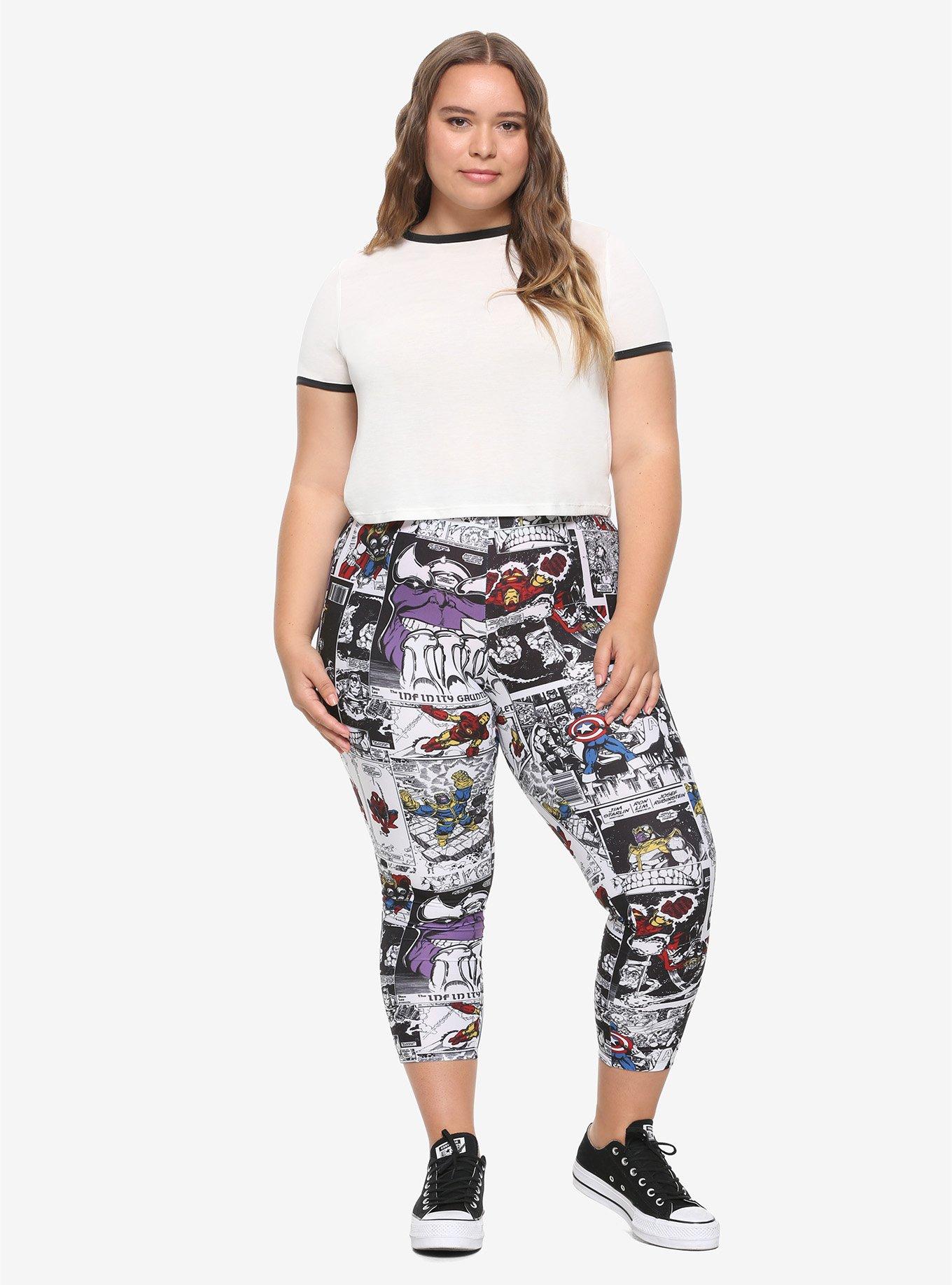 Marvel The Avengers Comic Book Crop Leggings Plus Size, , alternate