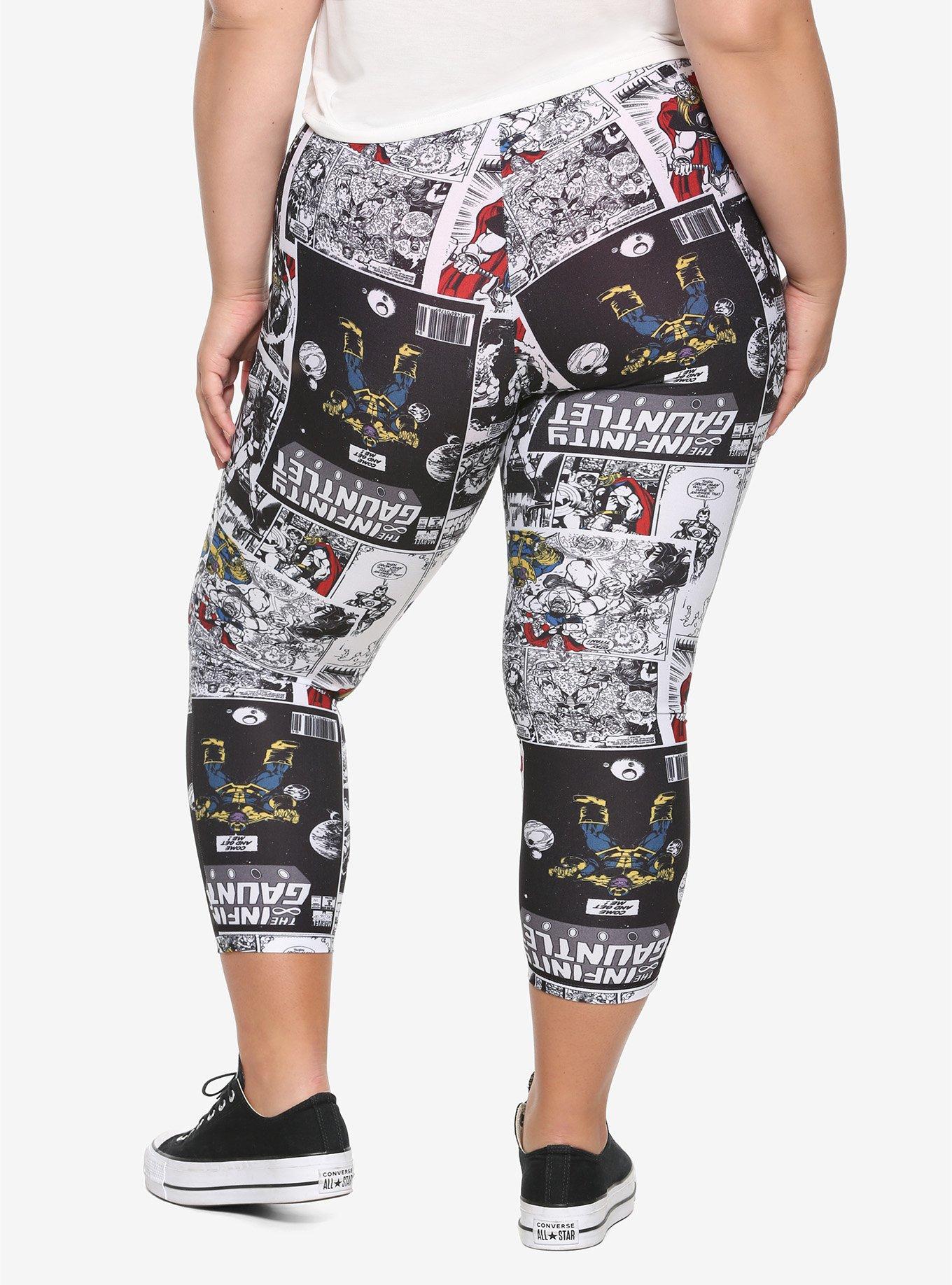 Marvel The Avengers Comic Book Crop Leggings Plus Size, , alternate