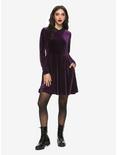 Purple Velvet Long-Sleeve Dress, PURPLE, alternate