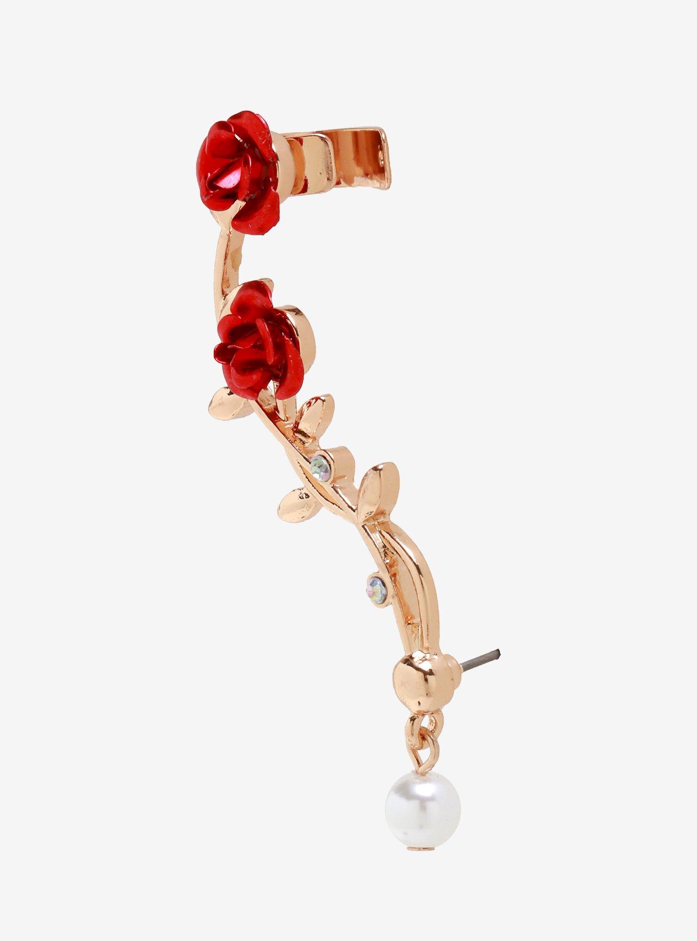 Disney Beauty And The Beast Rose Pearl Right Ear Cuff, , alternate