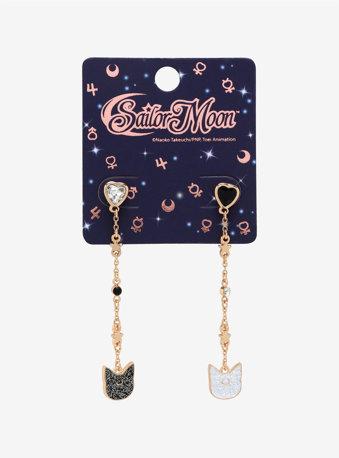 Sailor Moon Sparkle Cats Drop Earrings, , alternate