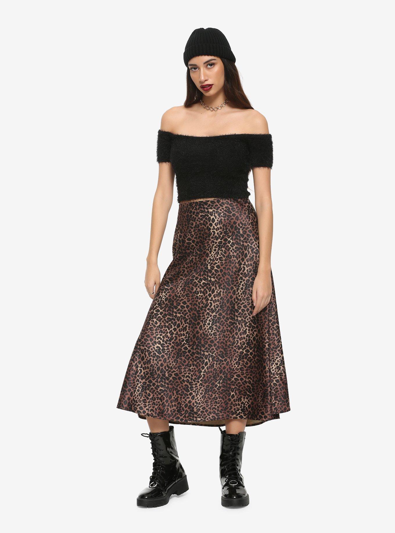 Leopard Print Midi Skirt, LEOPARD, alternate