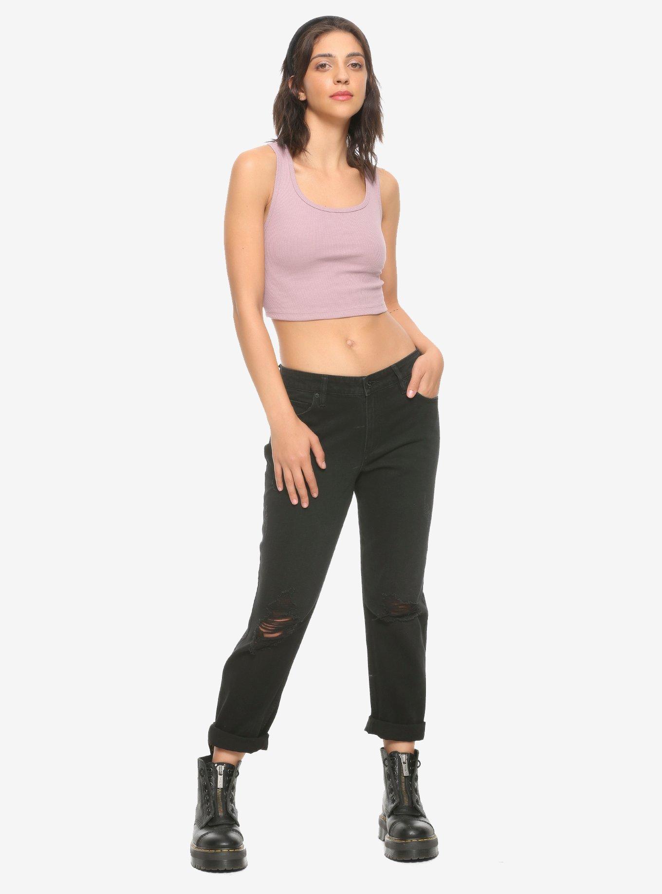 HT Denim Black Destructed Boyfriend Jeans, BLACK, alternate