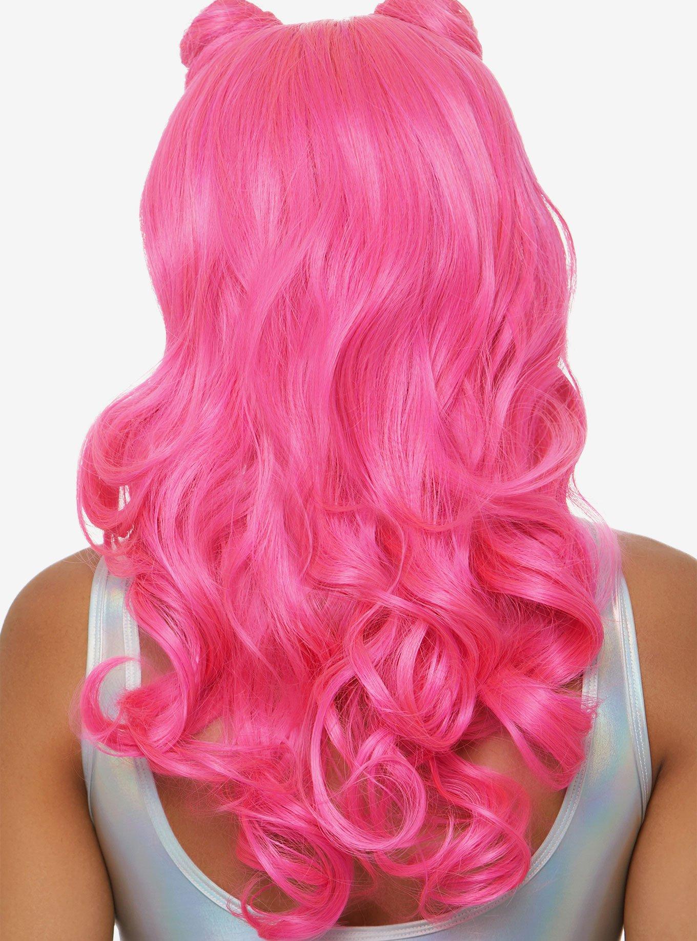 Pink Beachy Waves Long Wig With Buns, , alternate