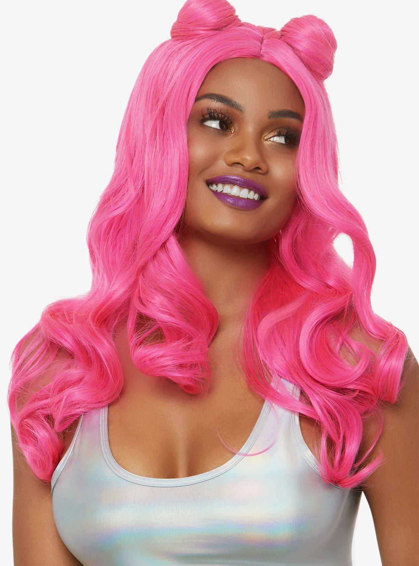 Pink Beachy Waves Long Wig With Buns, , alternate - view 3