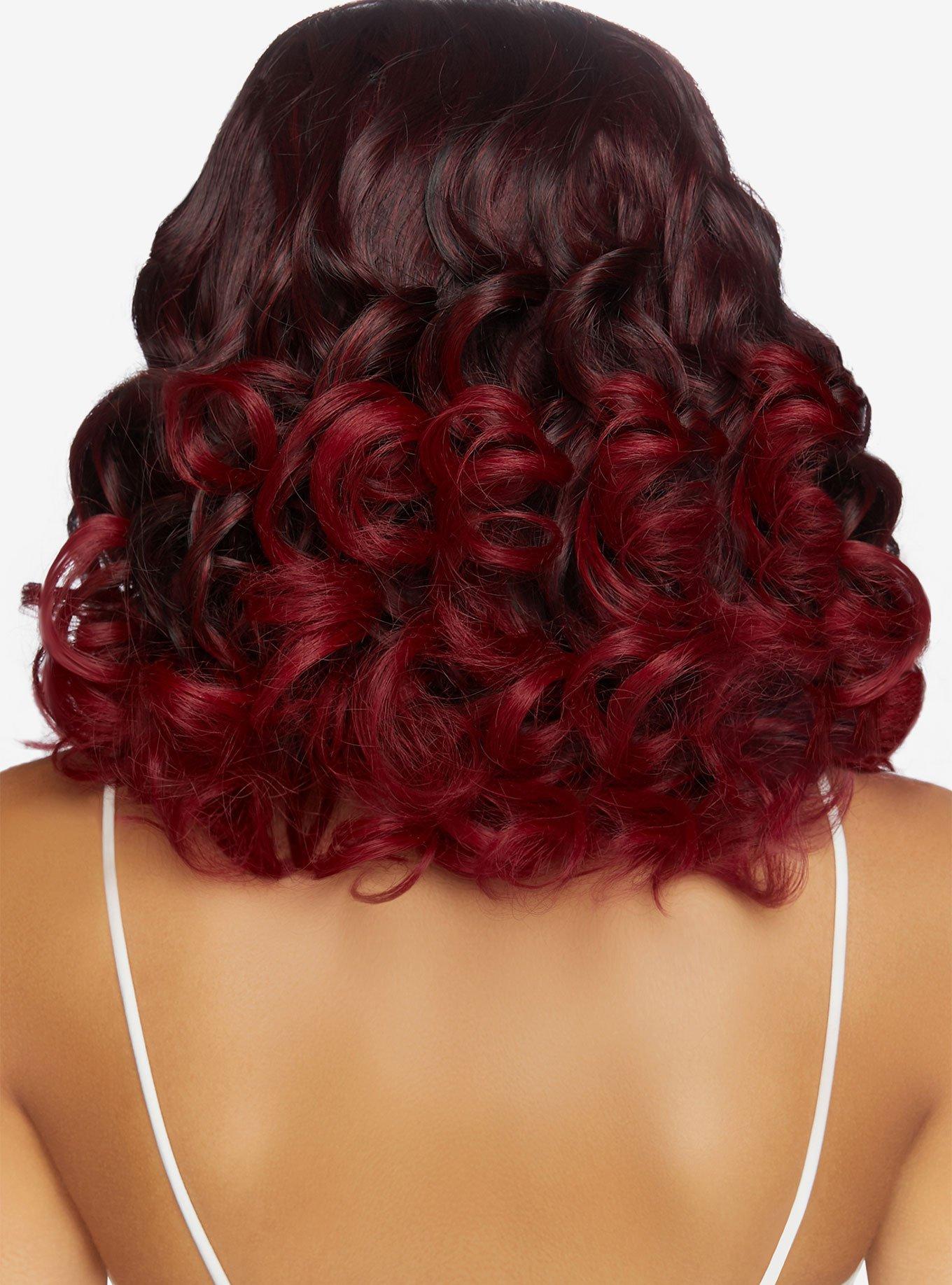 Burgundy Curly Ombre Long Bob Wig, , alternate