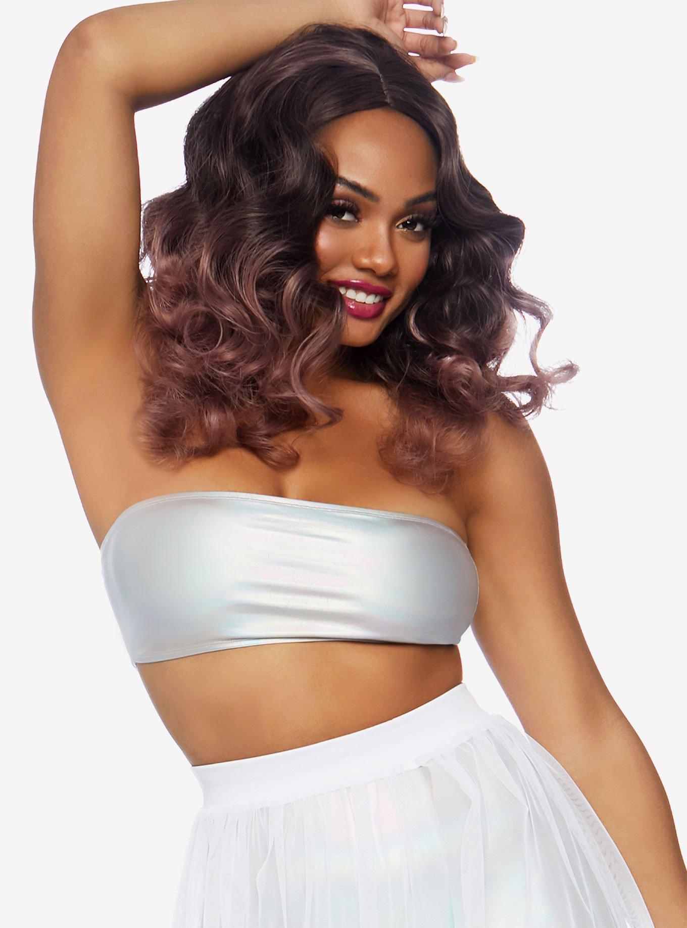 Mauve Curly Ombre Long Bob Wig, , hi-res