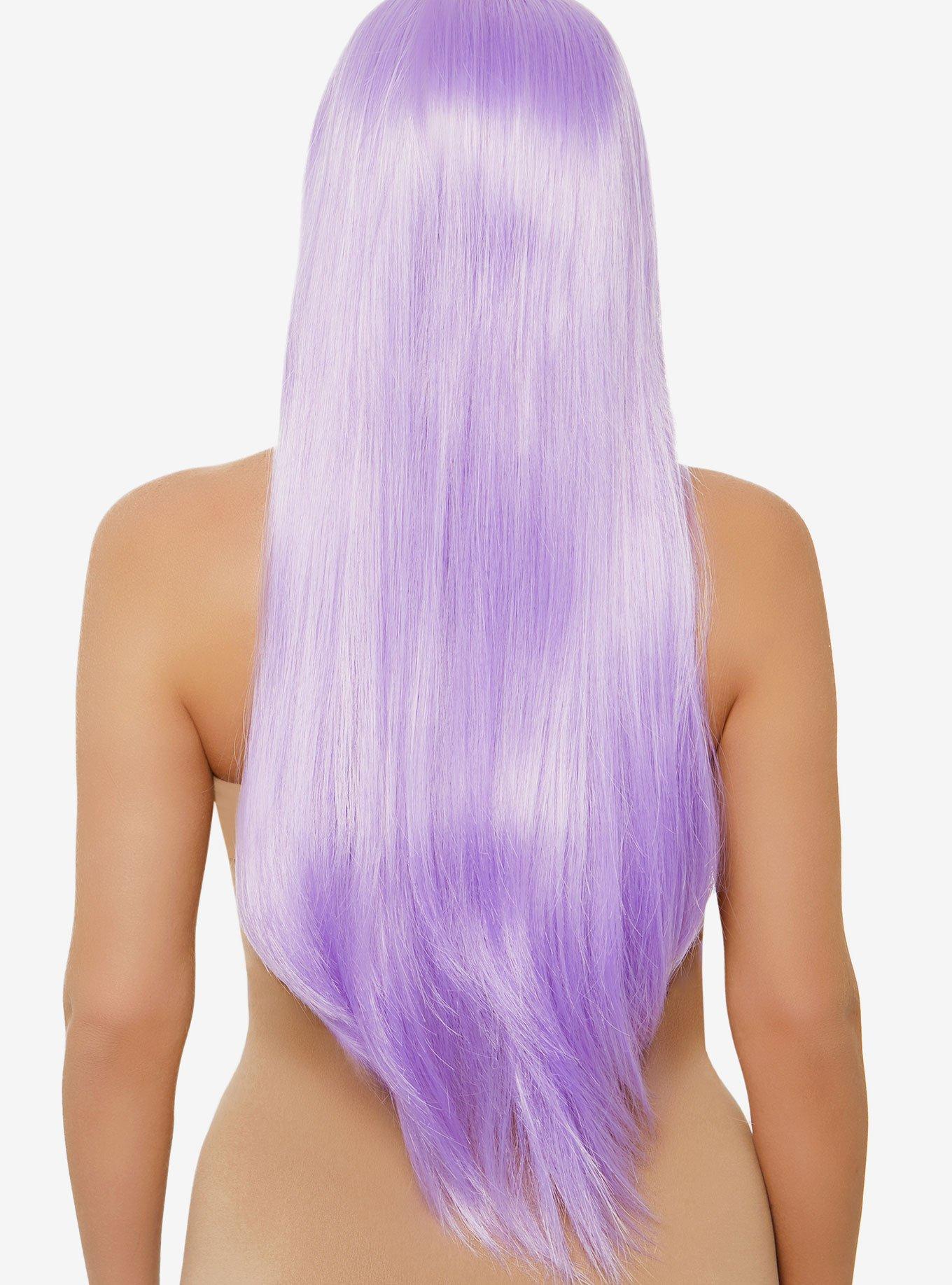 Lavender Long Straight Center Part Wig, , alternate