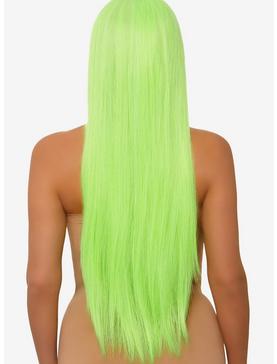 Neon Green Long Straight Center Part Wig, , hi-res