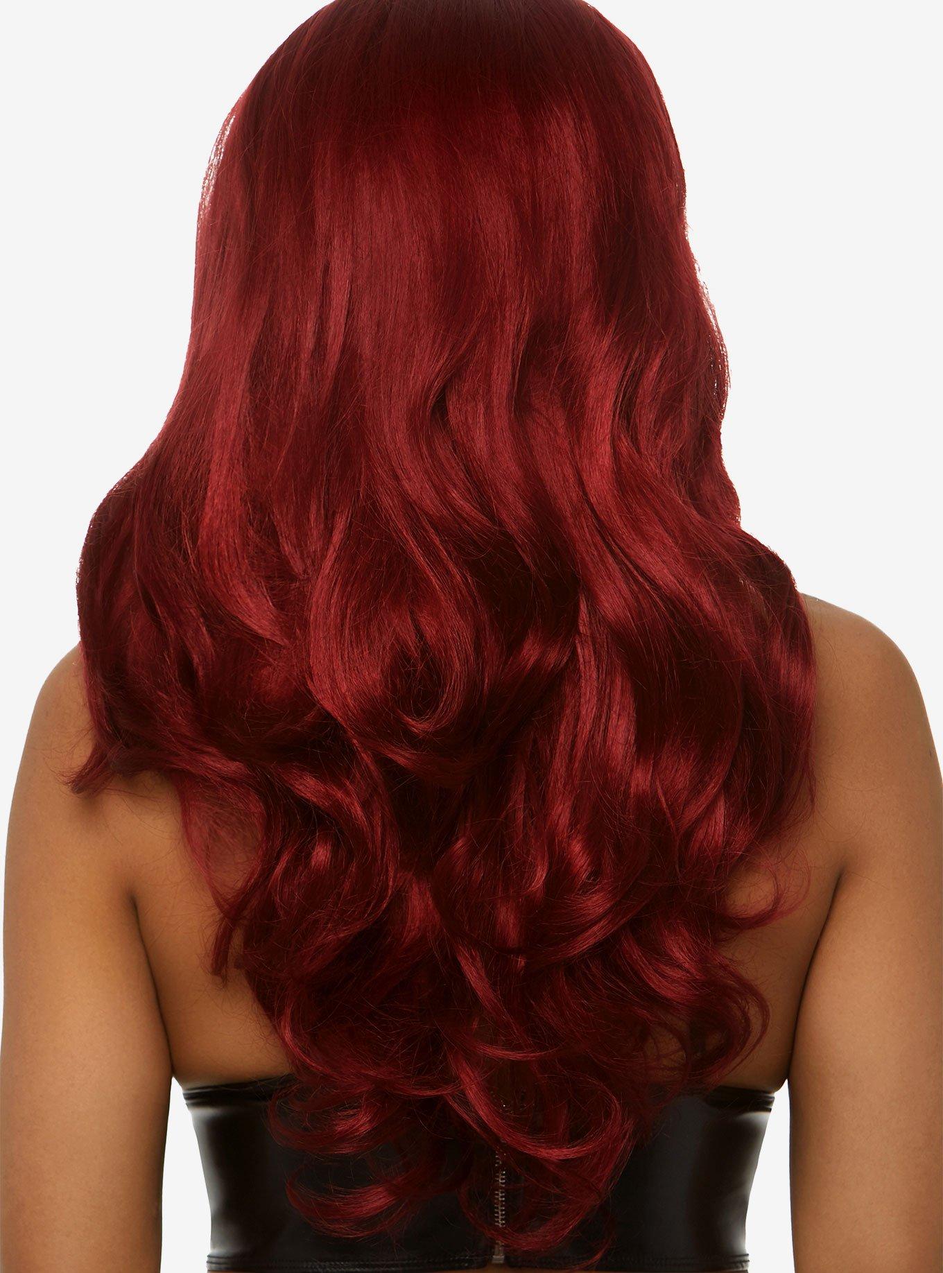 Burgundy Long Wavy Wig, , alternate