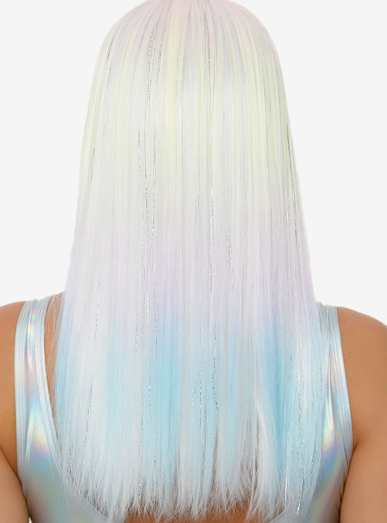 Straight Bang Pastel Ombre Wig With Tinsel, , alternate