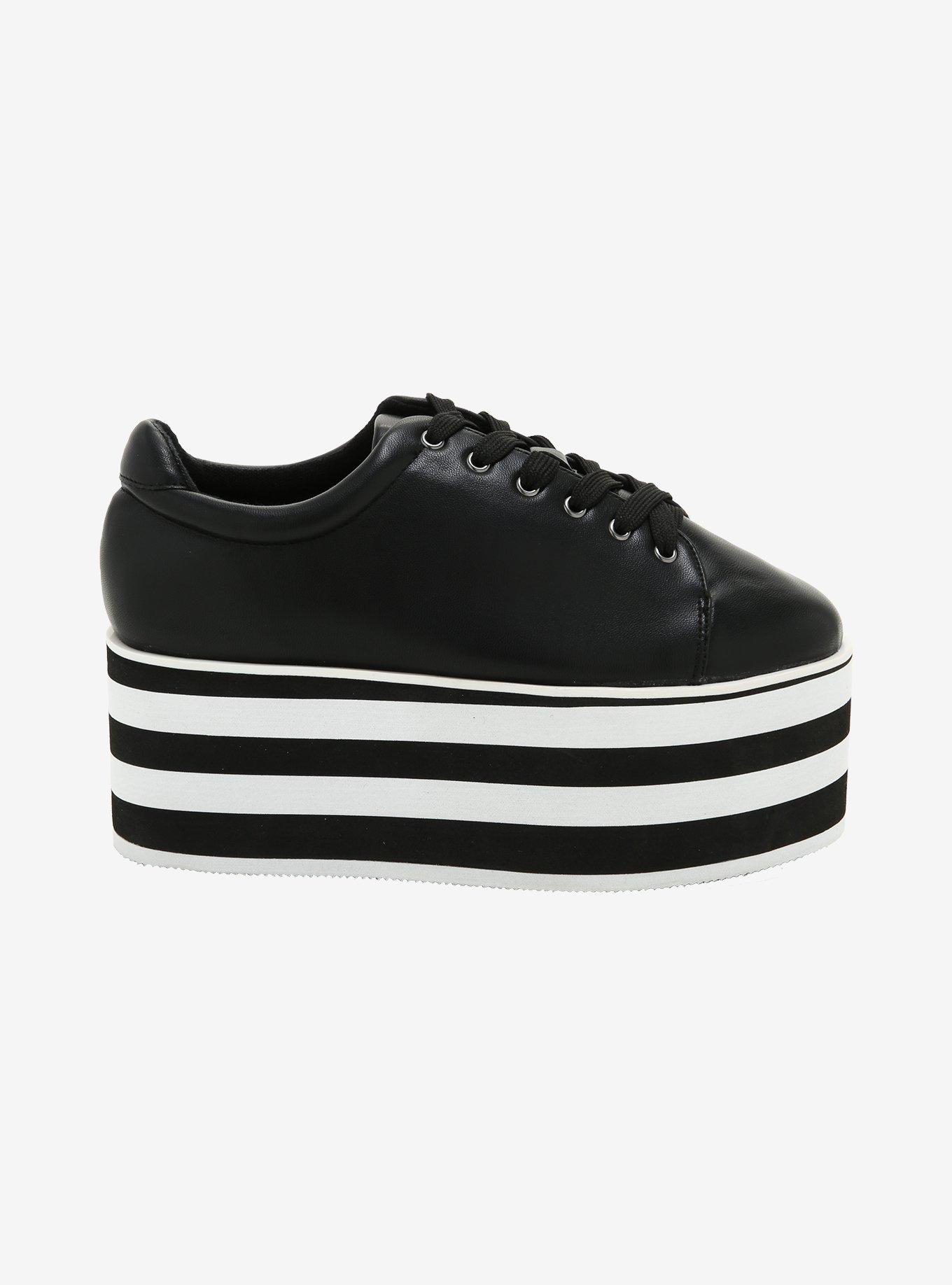 Black With Striped Sole Platform Sneakers, MULTI, alternate