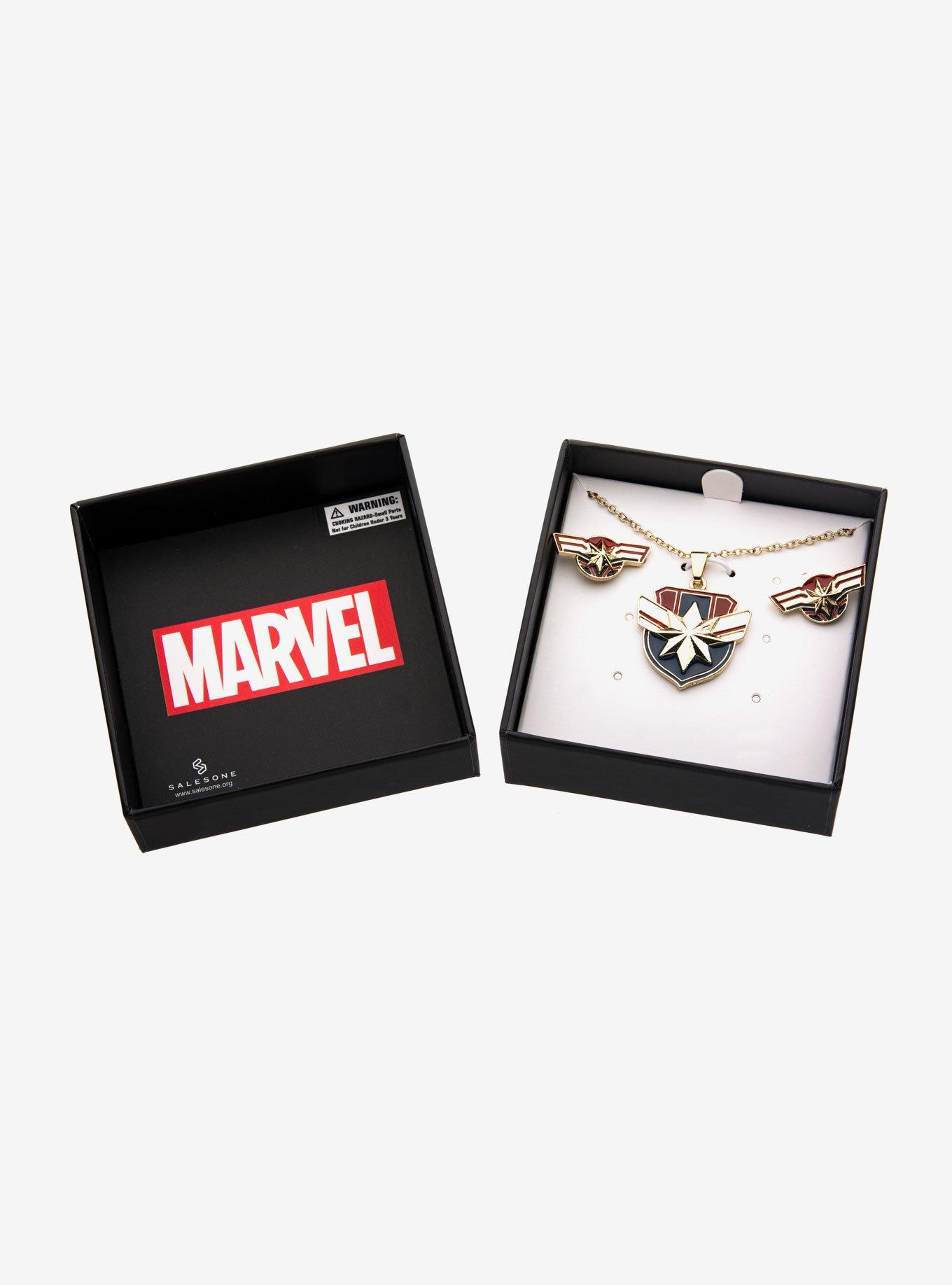 Marvel Captain Marvel Stud Earrings and Pendant Set, , alternate