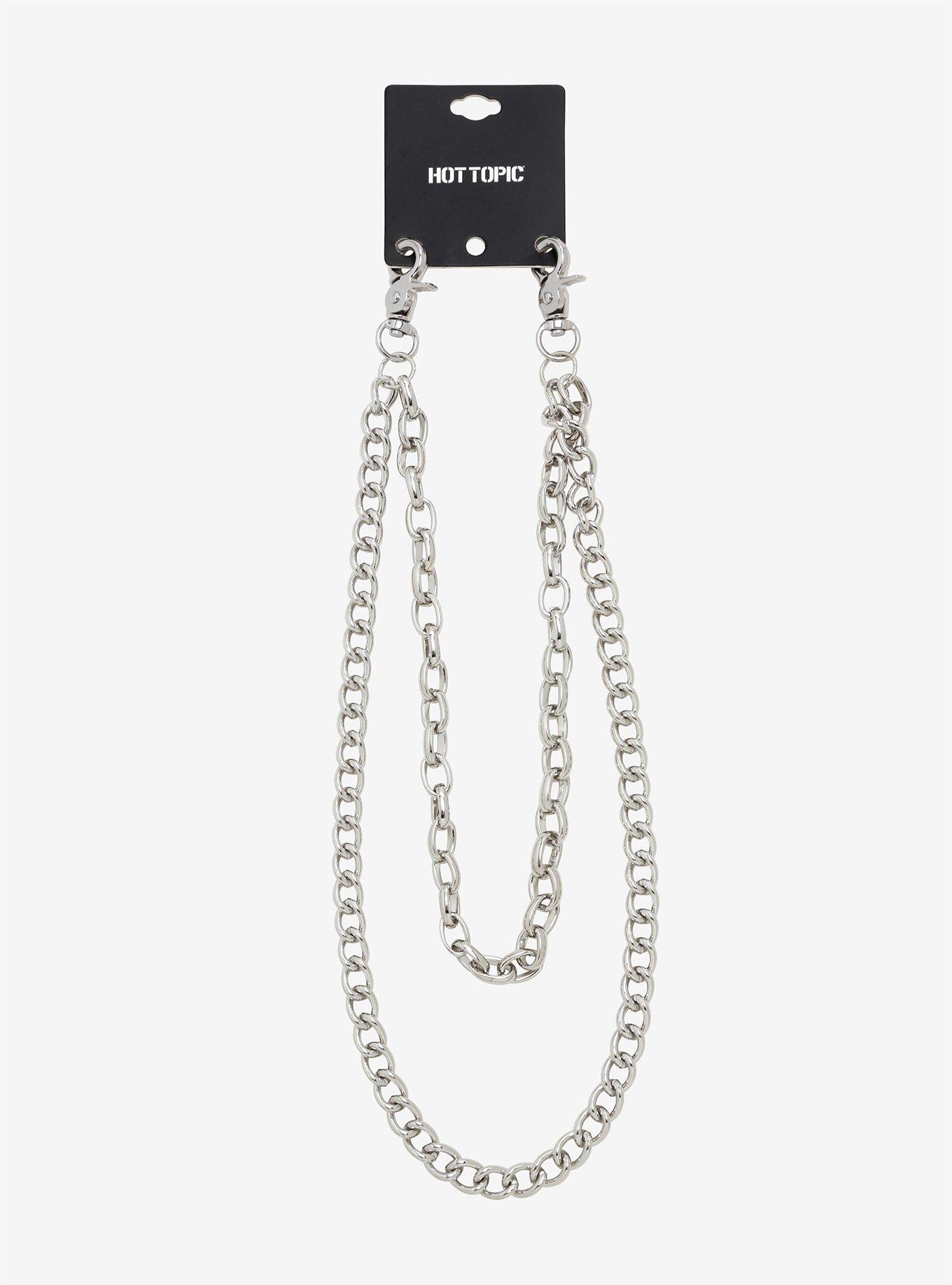 Silver 24 Inch Double Curb & 18 Inch Cable Double Wallet Chain, , alternate