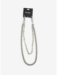 Silver 24 Inch Double Curb & 18 Inch Cable Double Wallet Chain, , alternate