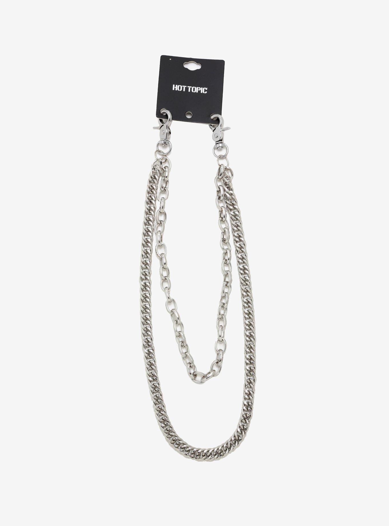 Silver 24 Inch Double Curb & 18 Inch Cable Double Wallet Chain, , alternate