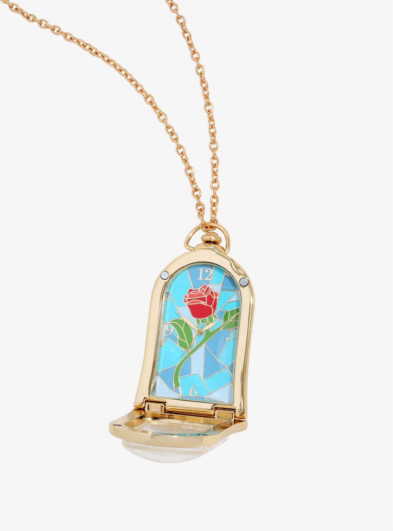 Disney Beauty and the Beast Rose Watch Necklace - BoxLunch Exclusive, , alternate