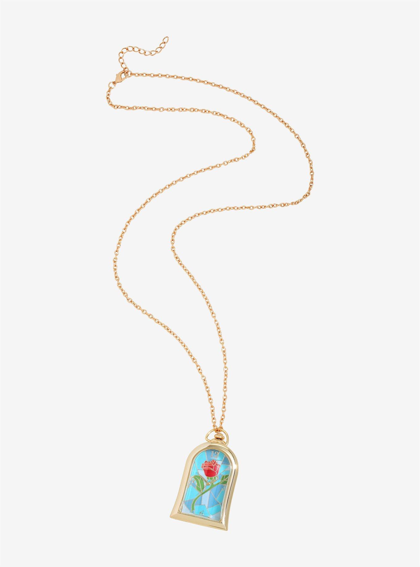 Disney Beauty and the Beast Rose Watch Necklace - BoxLunch Exclusive, , alternate