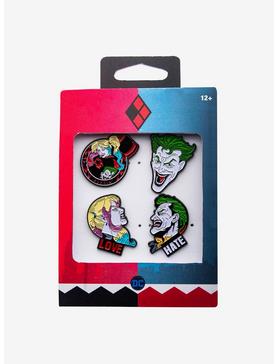 DC Comics Joker and Harley Quinn Face Enamel Pin Set, , hi-res