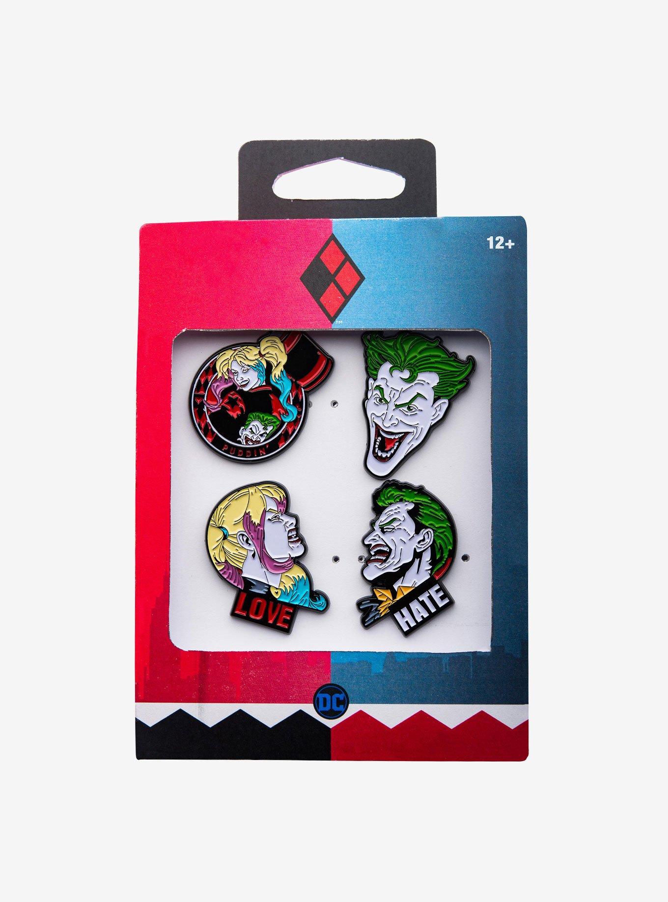 DC Comics Joker and Harley Quinn Face Enamel Pin Set, , alternate