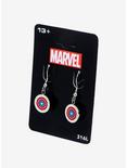 Marvel Captain America Red and Blue Shield Logo Dangle Earrings, , alternate