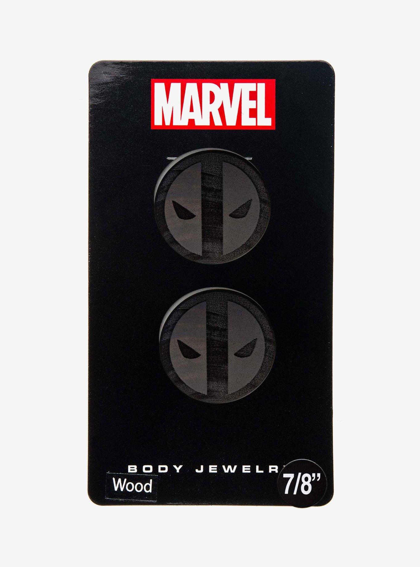 Marvel Deadpool Double Flare Iron Wood Plugs, BLACK, alternate