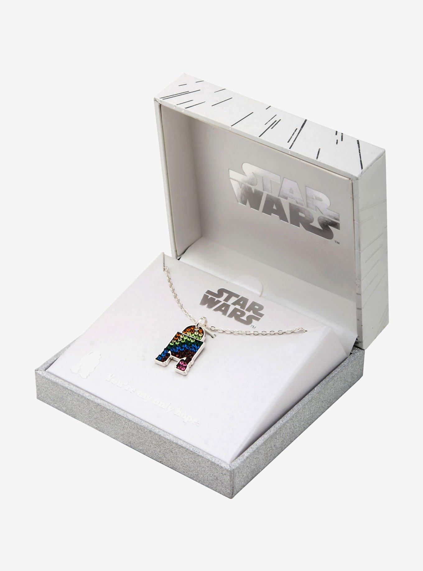 Star Wars Silver Plated R2D2 with Rainbow Gem Pendant, , alternate