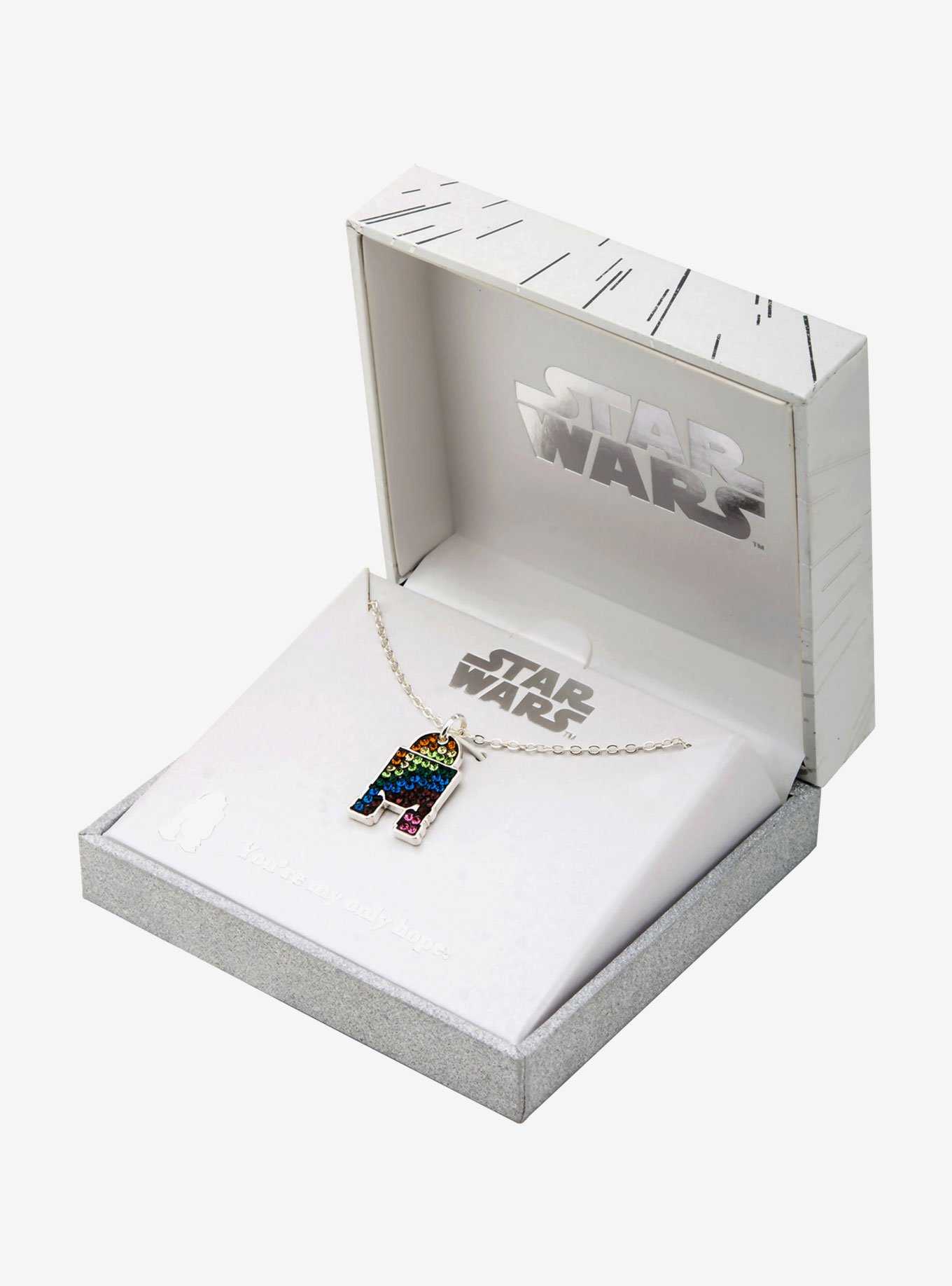 Star Wars Silver Plated R2D2 with Rainbow Gem Pendant, , hi-res