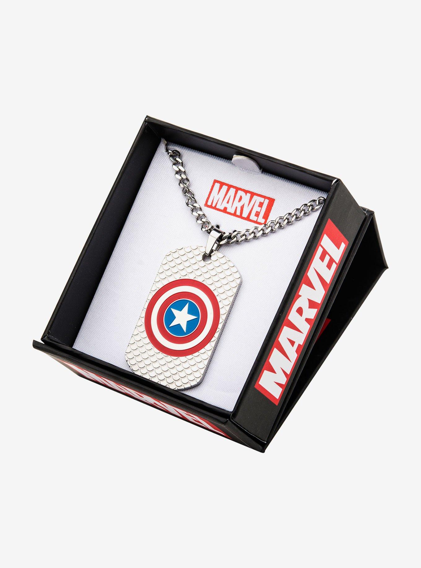 Marvel Stainless Steel Captain America Logo Dog Tag Pendant, , alternate