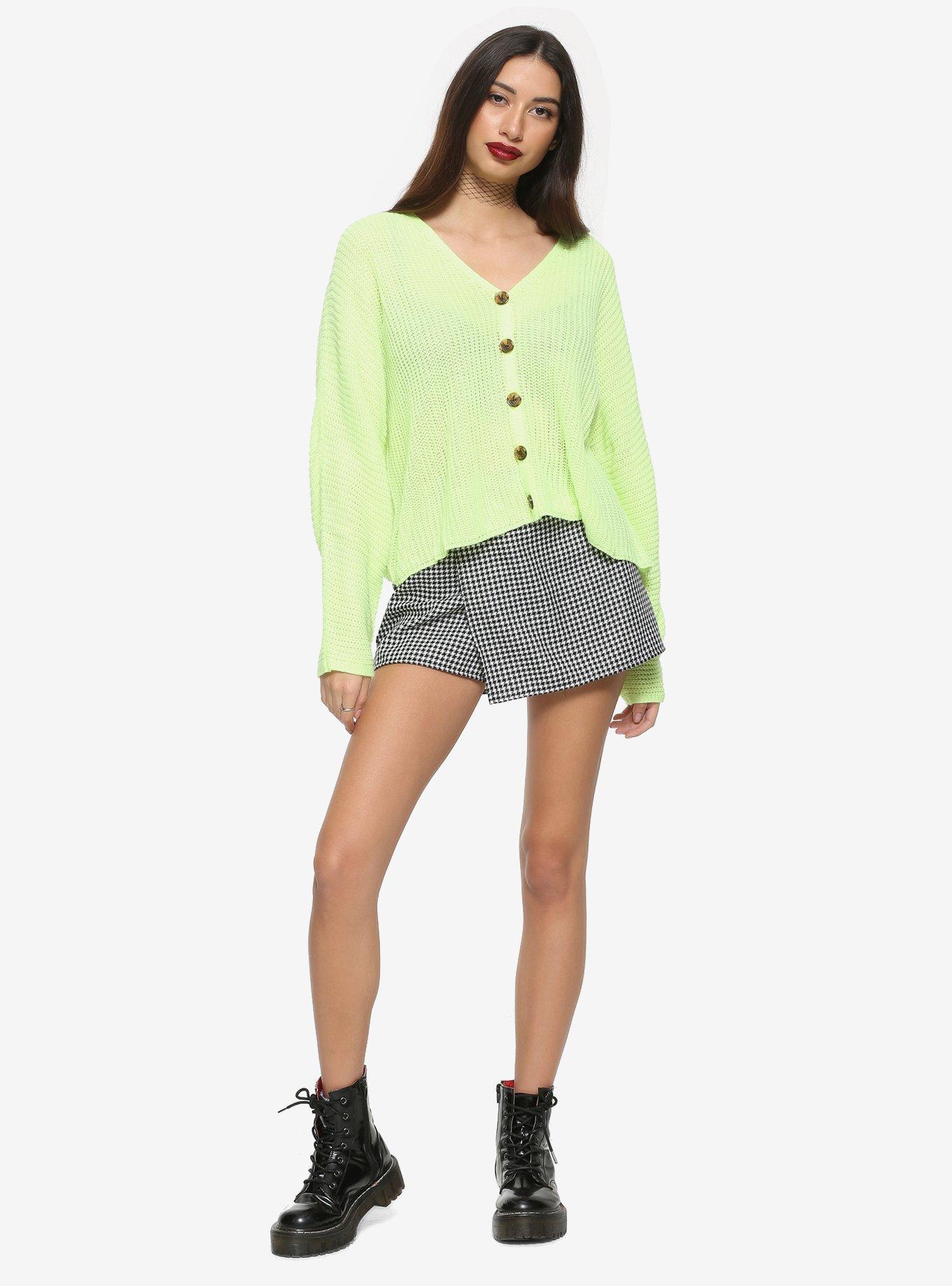 Neon Green Girls Oversized Cardigan, GREEN, alternate