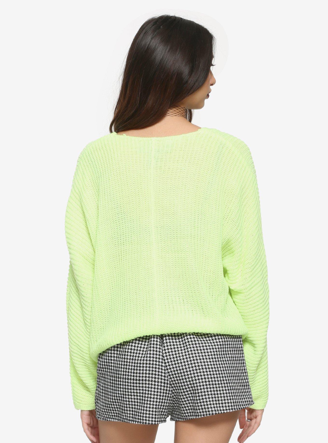 Neon Green Girls Oversized Cardigan, GREEN, alternate