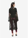 Black Lace Tie-Front Bell Sleeve Duster, , alternate