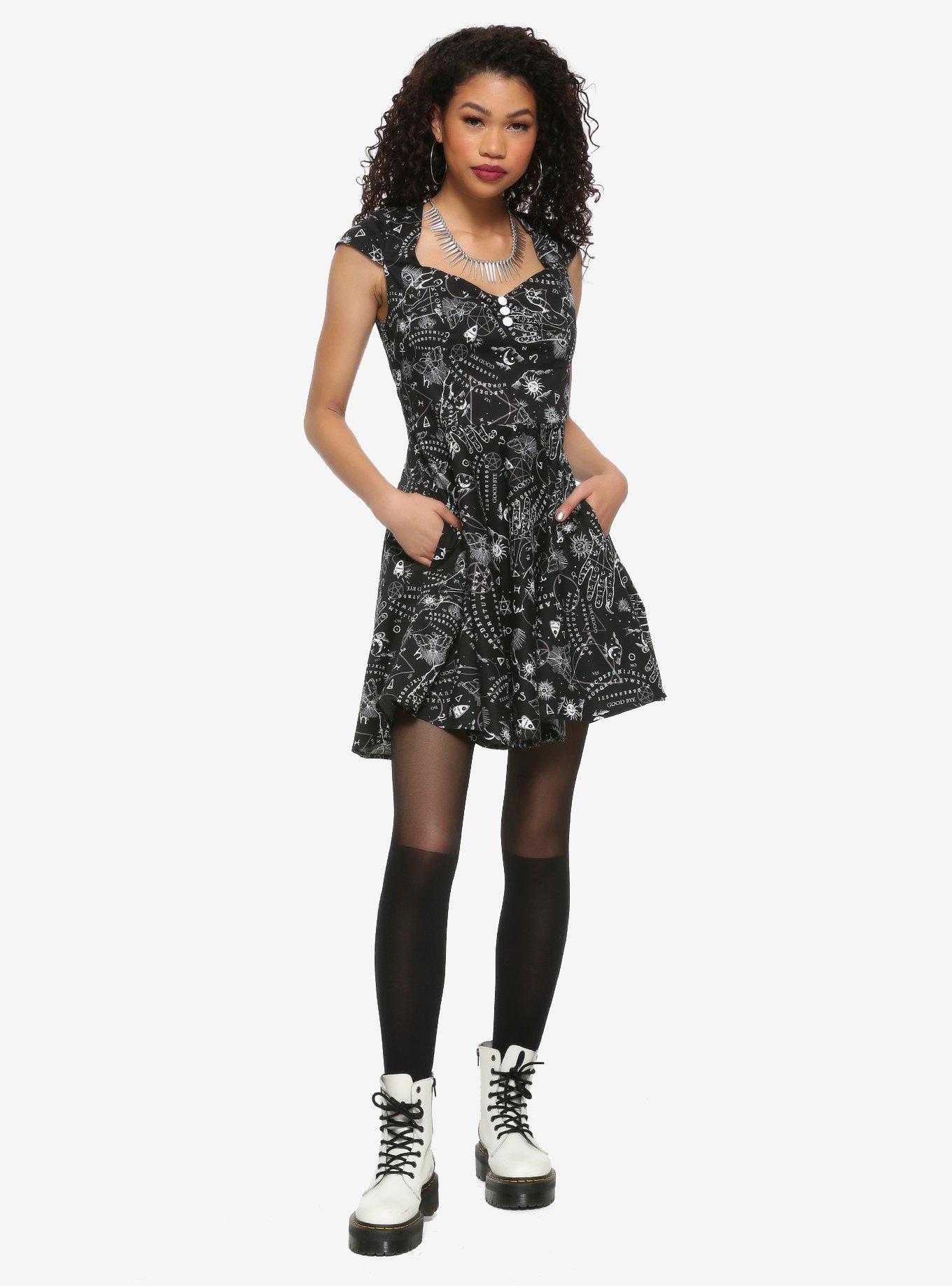 Hell Bunny Black & White Mystical Dress Dress, BLACK, alternate