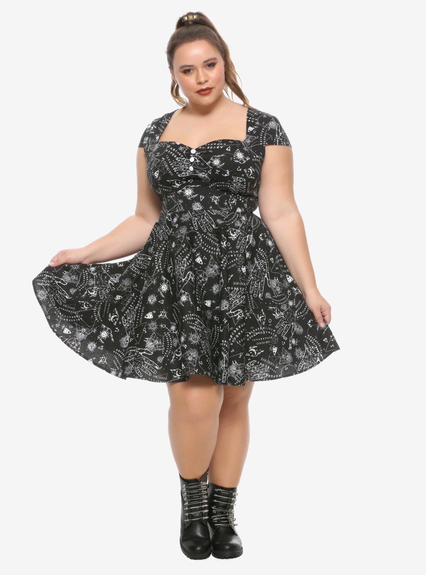 Hell Bunny Black & White Mystical Dress Dress Plus Size, BLACK, alternate