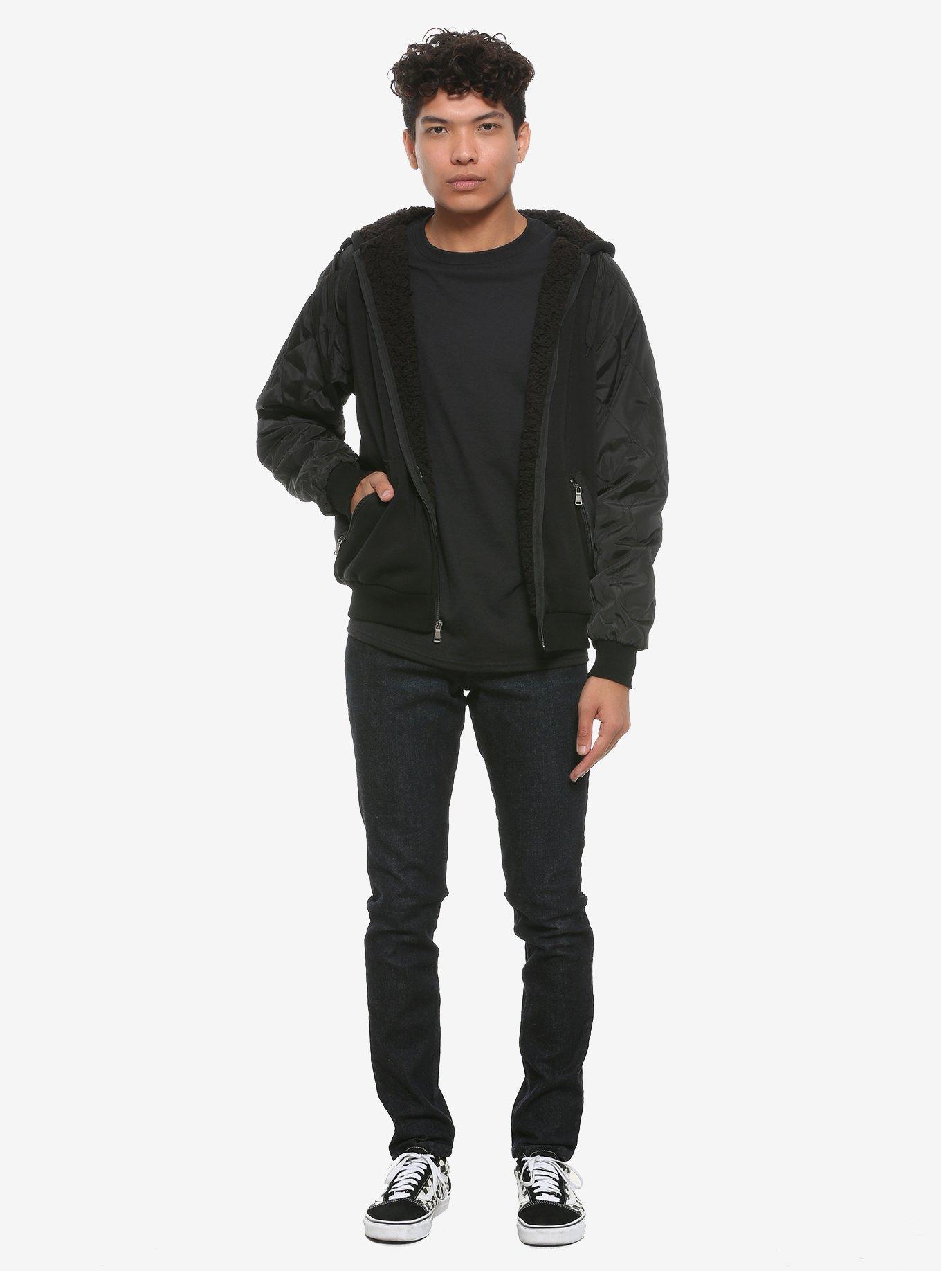 Black Fleece Quilted Zip-Up Hoodie, MULTI, alternate
