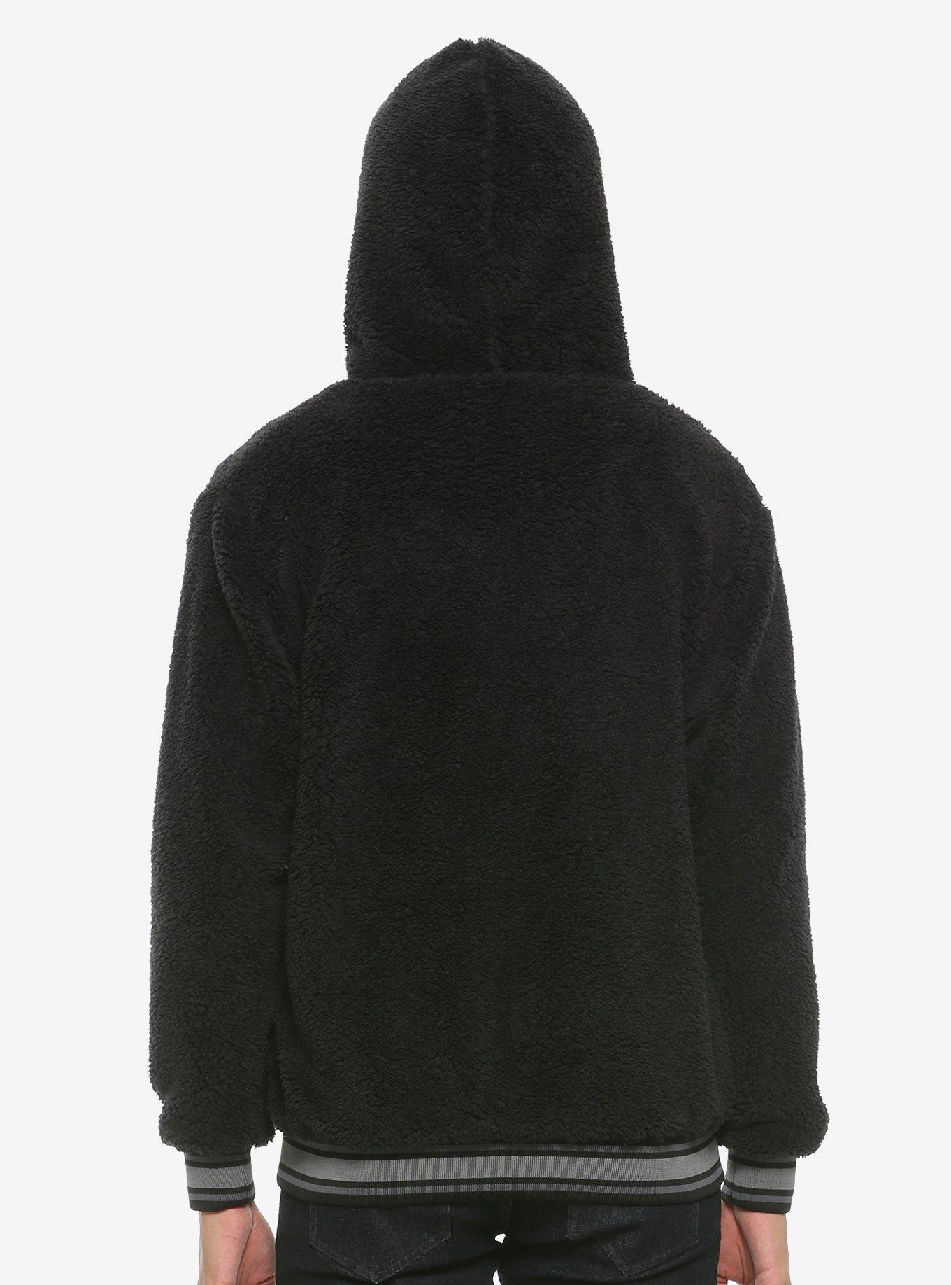 Black Sherpa Zip-Up Hoodie, , alternate