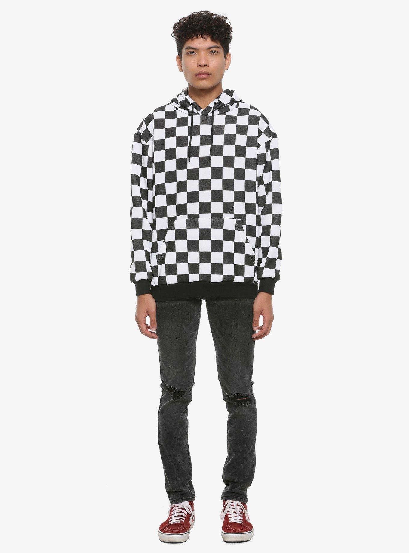 White & Black Check Hoodie, , alternate