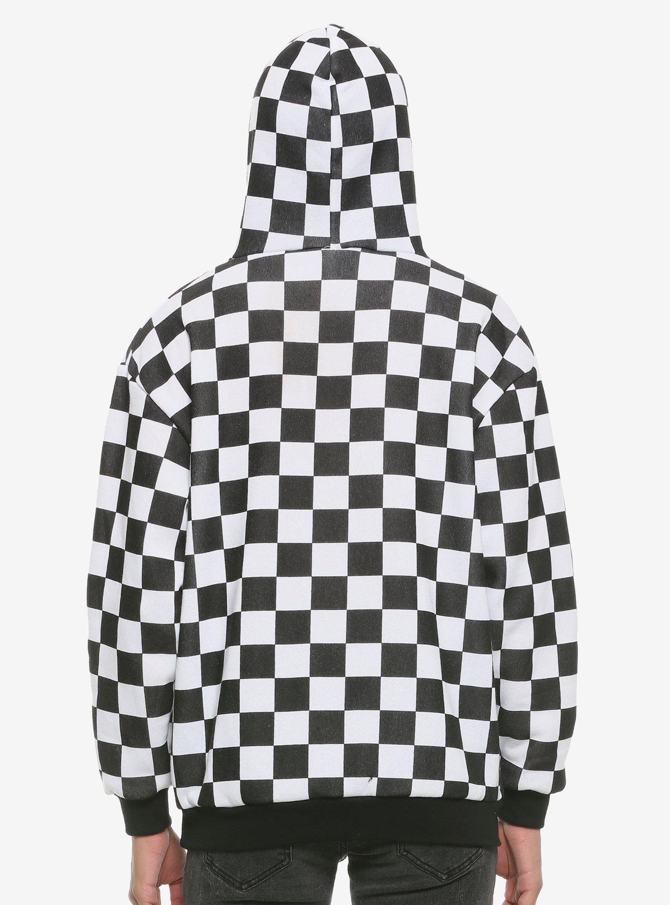 White & Black Check Hoodie, , alternate