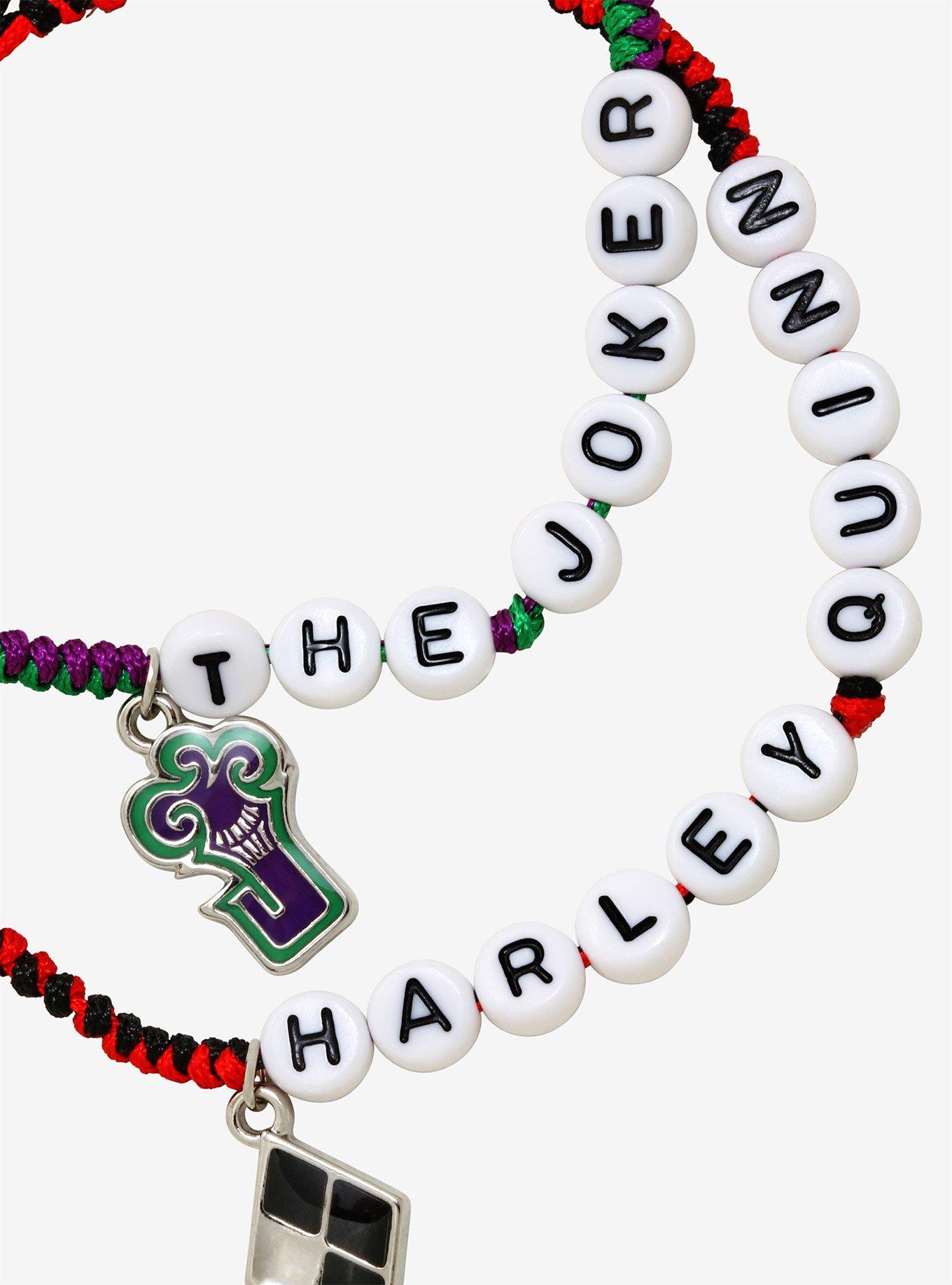 DC Comics Joker & Harley Quinn Letter Bead Best Friend Cord Bracelet Set, , alternate