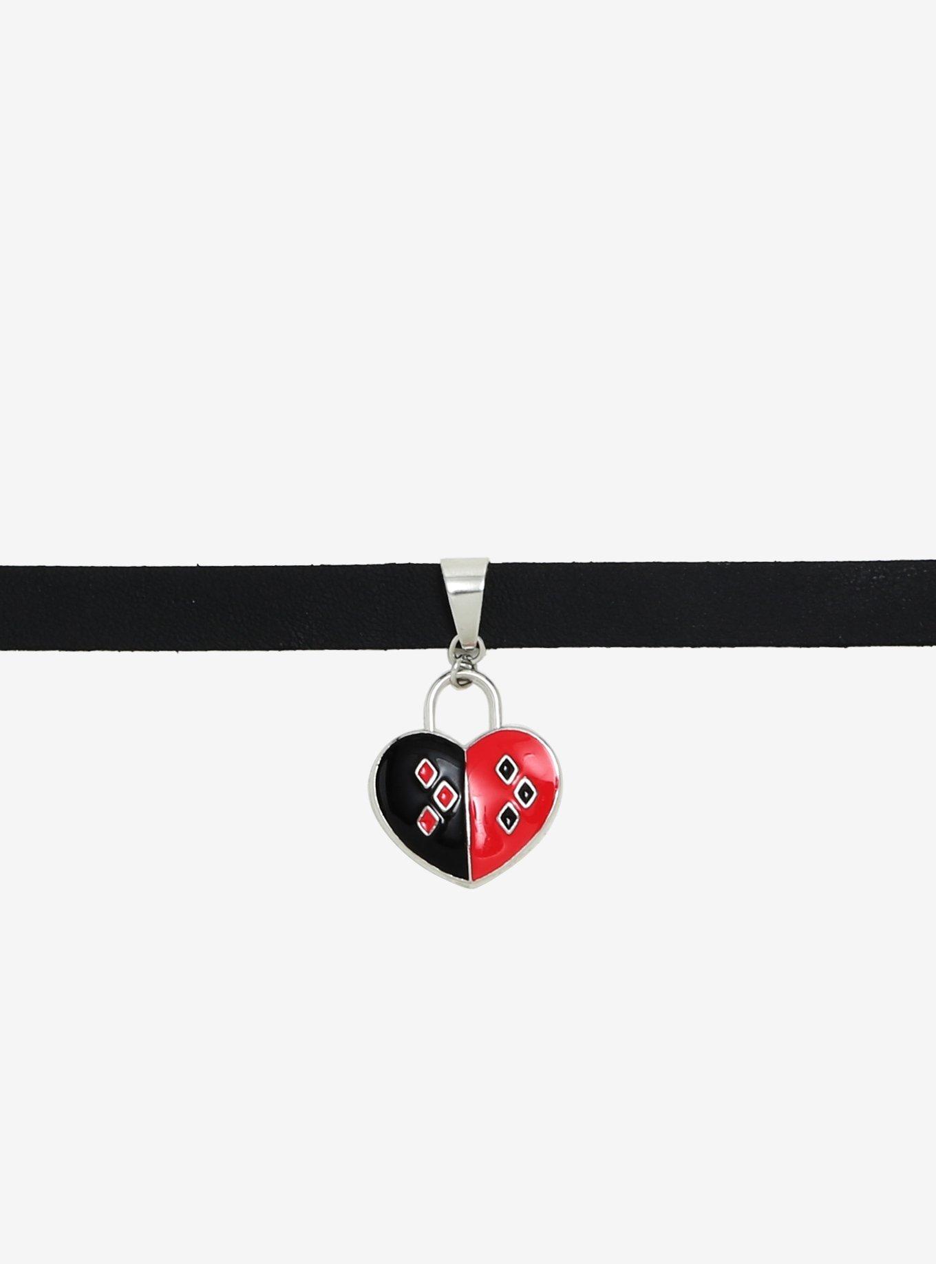 DC Comics Harley Quinn Costume Heart Padlock Choker, , alternate
