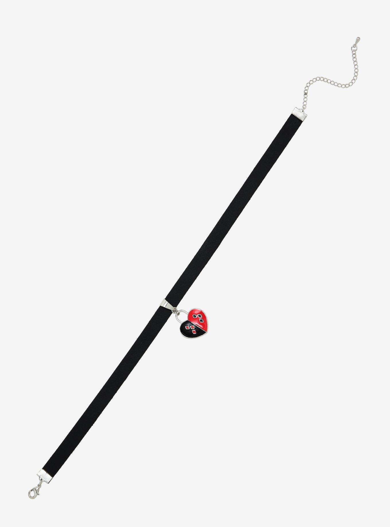 DC Comics Harley Quinn Costume Heart Padlock Choker, , alternate