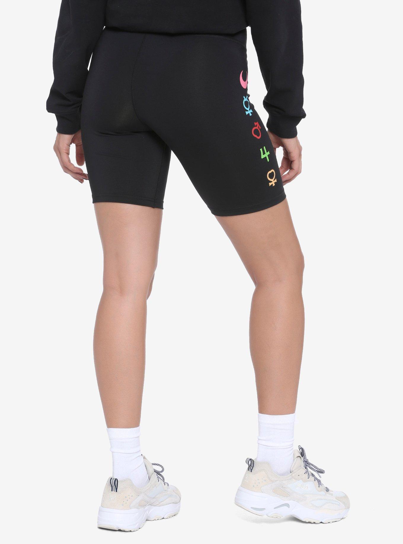 Sailor Moon Sailor Guardian Symbols Women's Bike Shorts - BoxLunch Exclusive, BLACK, alternate