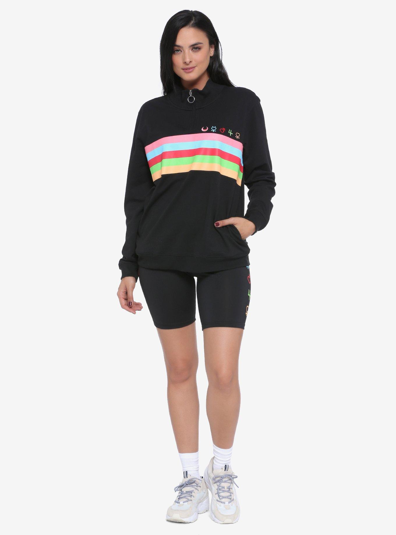 Sailor Moon Sailor Guardian Symbols Women's Bike Shorts - BoxLunch Exclusive, BLACK, alternate