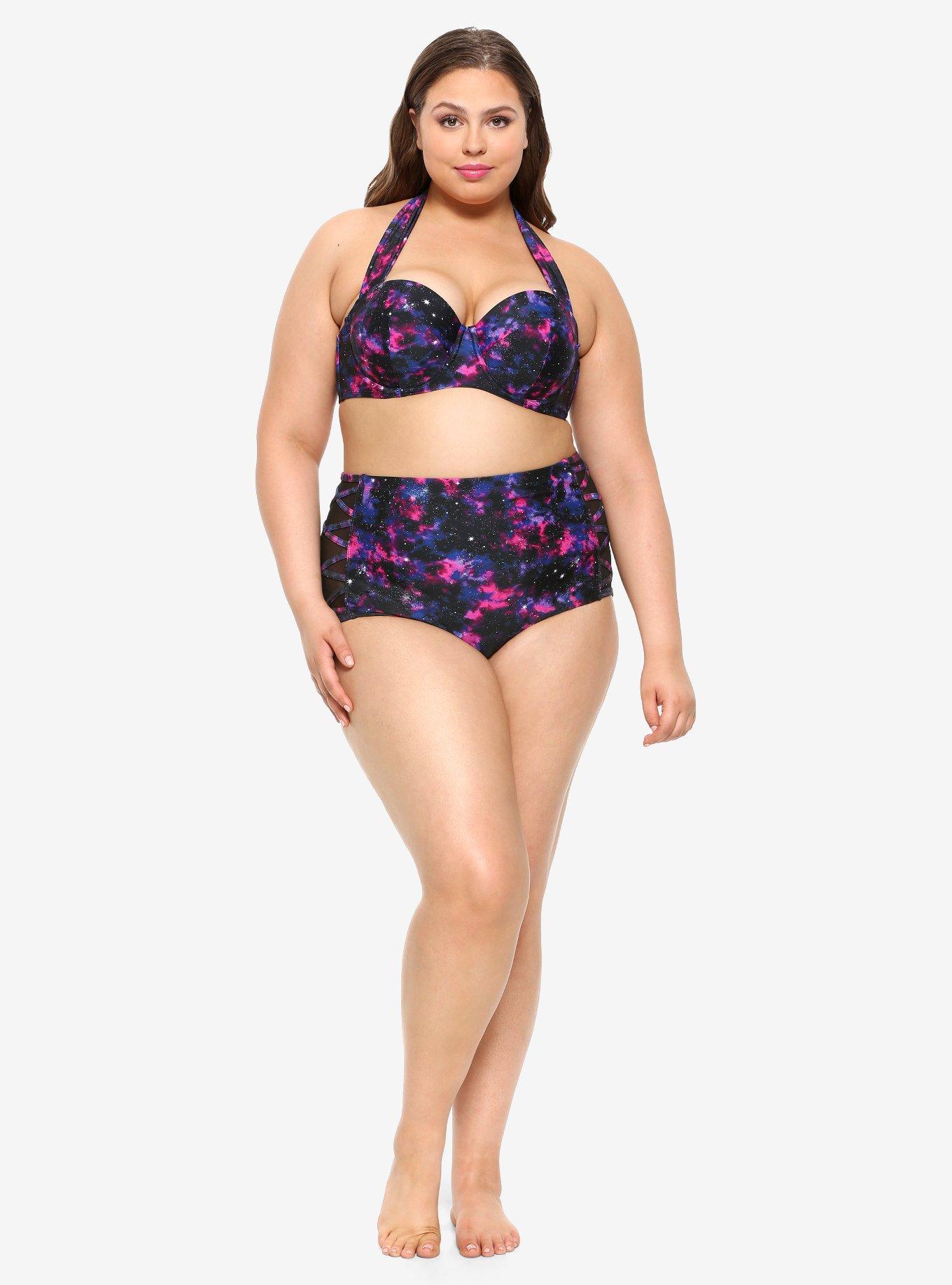 Galaxy High-Waisted Swim Bottoms Plus Size, MULTI, alternate