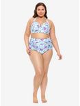 Blue Floral & Polka Dot Ruched High-Waisted Swim Bottoms Plus Size, MULTI, alternate