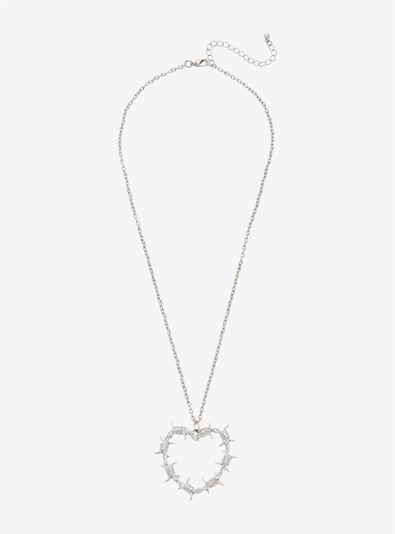 Barbed Wire Heart Necklace, , alternate