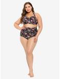 Bright Floral & Polka Dot Ruched High-Waisted Swim Bottoms Plus Size, MULTI, alternate